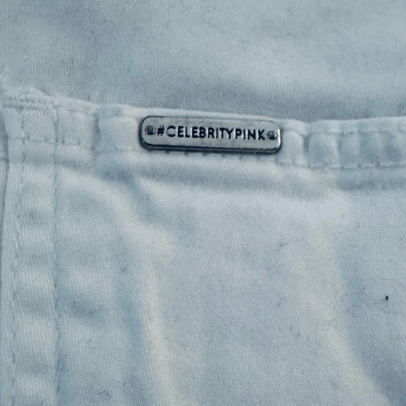 Celebrity Pink Women’s White Button-Up Jean Shorts - Picture 4 of 6